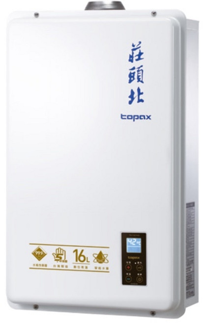 莊頭北16L數位恆溫熱水器 精準恆溫 多重安全防護 節能省氣, 1個