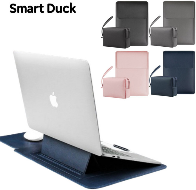 스마트덕 노트북 파우치 거치대 겸용 맥북 LG그램 삼성 가방 케이스, 딥네이비