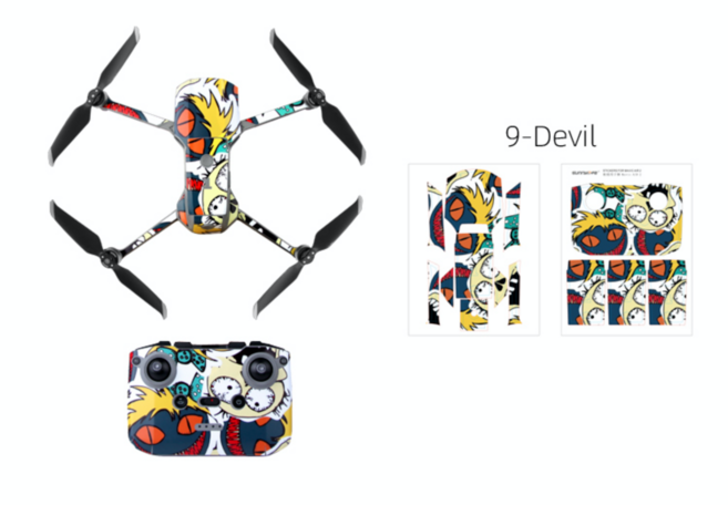 DJI 매빅에어2 스티커 기체보호 기체 보호 필름 스킨 DJI, 1세트, 9 Devil