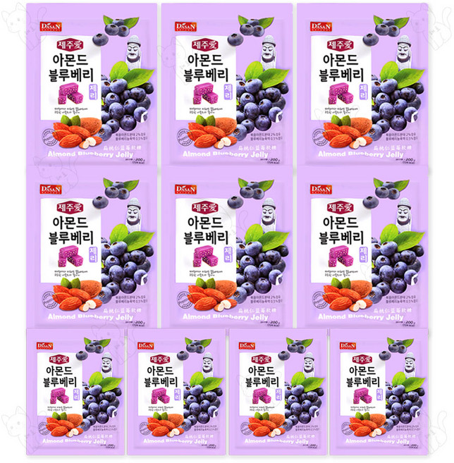 제주애 아몬드 블루베리 제리, 10개, 200g