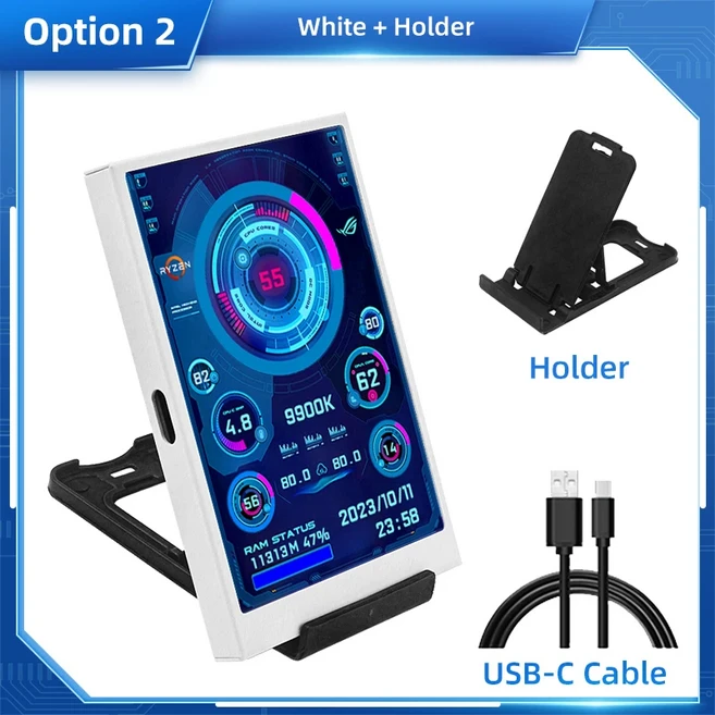 컴퓨터 CPU RAM HDD 디스플레이용 IPS C타입 보조 화면 320480 USB LCD 모니터 AIDA64 Windows 10 11 3.5, 03 White