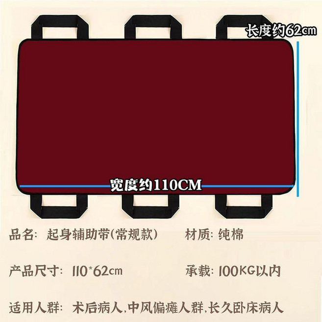 臥牀老人翻身輔助墊純棉可水洗位移墊成人隔尿墊大尺寸軟擔架防漏 副廠商品, 1個, 多層防漏純棉+防水透氣膜+絨面,長100CM寬21CM可起身, 長100CM寬21CM