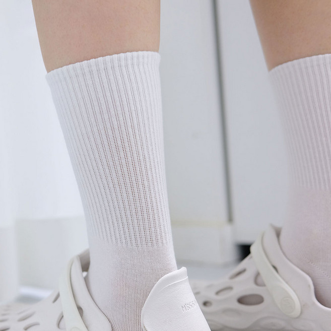 하이언더바 고급 남성 여성 무지 크루 장목 양말 5켤레