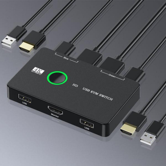 kvm switch 플매트 카펫 러그 앤 플레이 USB KVM 선택기 디스플레이 장비 HD 장치 키보드 마우스 프린터 공유 컨트롤러 2 PC, 1개