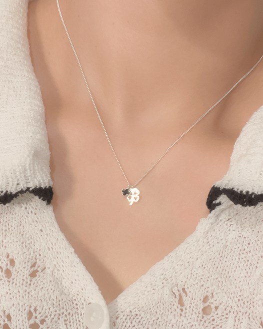모두디자이너 실버925 미니 블랙 클로버 심플 네잎 크로바 레이어드 펜던트 목걸이 08