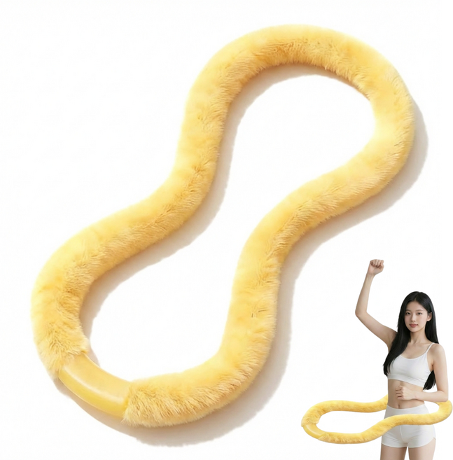 2026 JOMO 6세대 소프트 인조 토끼털 가중 훌라후프 2kg 여성용 복부운동 다이어트 뱃살 허리운동 홈트, 1개, Yellow, 2000g