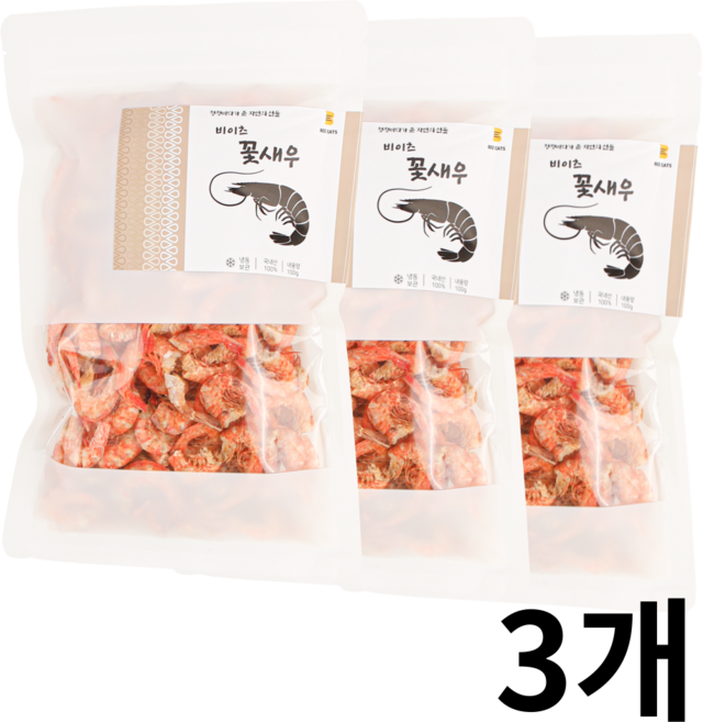[100% 국내산] 비이츠 군산 앞바다 꽃새우 두절 건새우, 3개, 100g