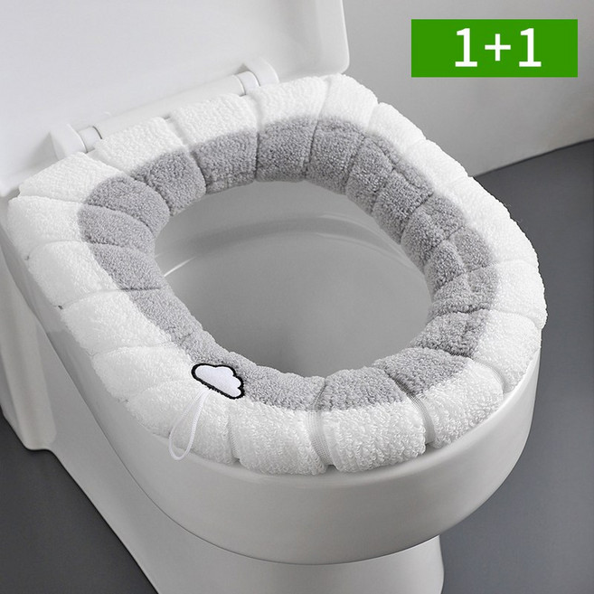 오엠티 욕실 극세사 보온 변기 커버 시트 2개