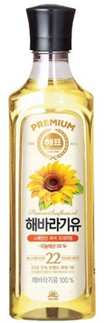 해표 해바라기유, 500ml, 4개