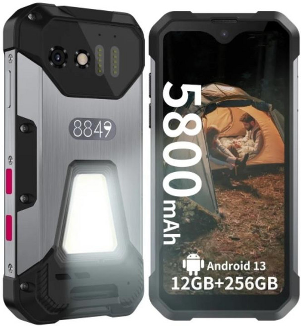 Unihertz Tank 미니 견고한 전화 8GB + 256GB 야간 투시경 버전 100MP 카메라 5800mAh 4.3 ''Android13 Hel, 01 Bluetooth Earphone
