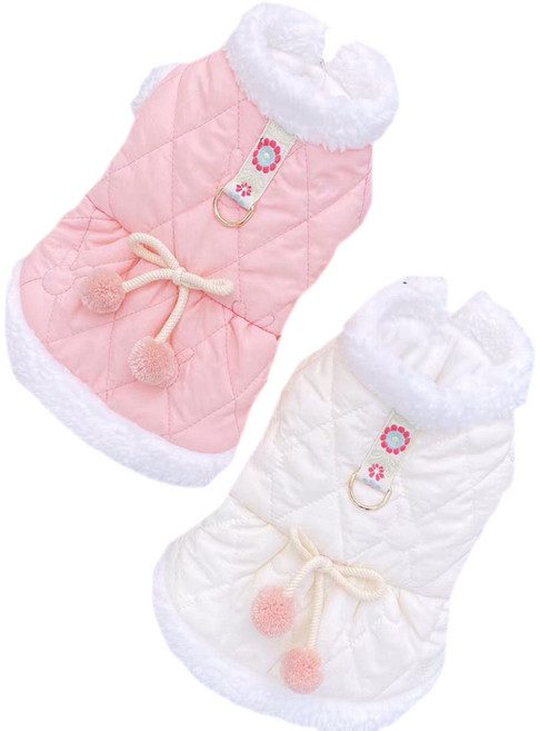 스윗니 미소 애견 겨울 뽀글이 패딩 후리스 하네스 데일리 겨울옷 포메 시츄 말티즈 비숑 푸들 고양이옷, 흰색, 1개