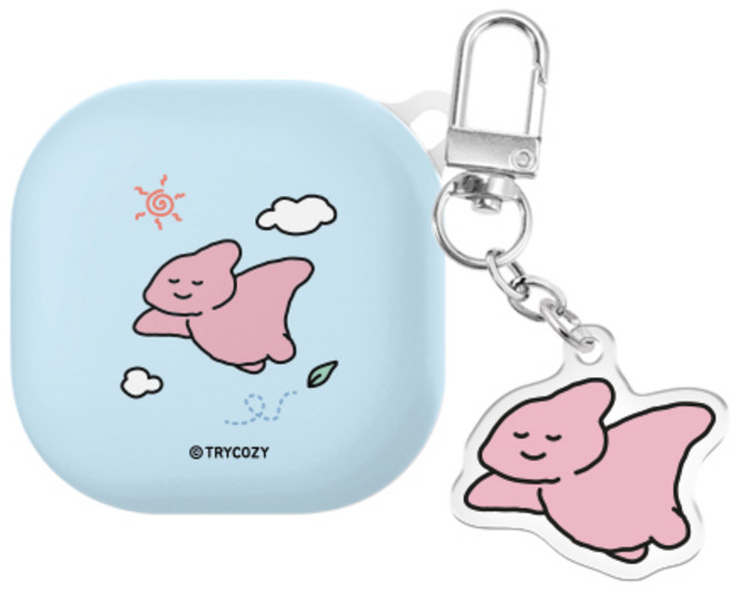 삐뚤빼뚤 공룡 버즈라이브/버즈3/버즈3프로 하드 케이스 +아크릴 키링 세트, 삐뚤빼뚤 공룡_프테라, 버즈라이브(공용), 1개