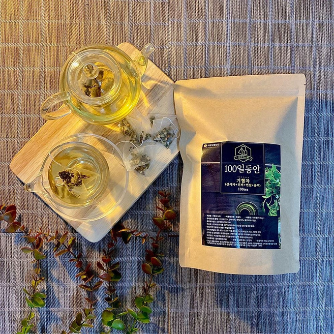 100일동안 기혈차 삼각티백 100개입 대용량 차티백 한방차 허브차 꽃차 전통하 티백차 건강차 dew+699AW