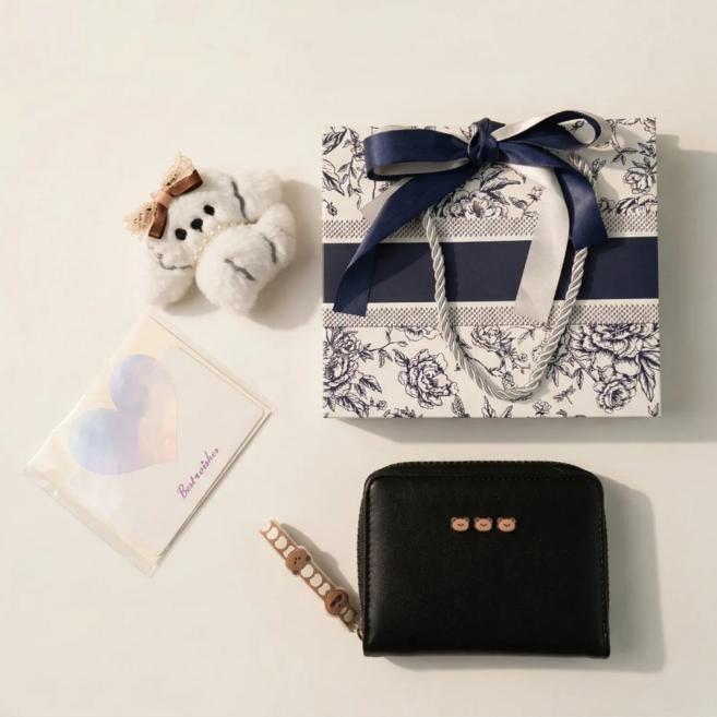 살랑소담점 여성 반지갑 손목 스트랩 키링세트 학생지갑 10대 여자 생일선물 카드지갑 선물세트