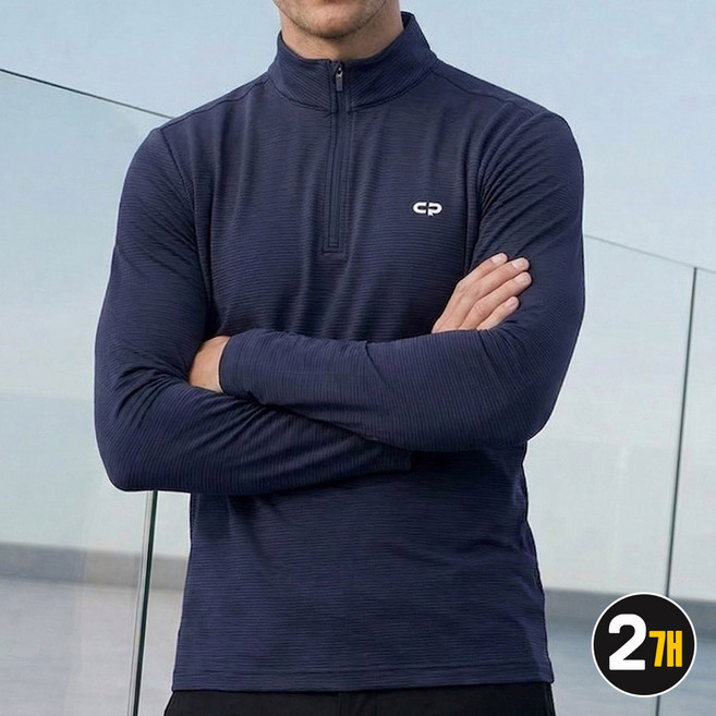 1+1 센터폴 냉감 집업 긴팔티 남성용 기본핏 신축성 쾌적한 기능성 티셔츠 001