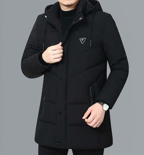 AOKADA 남성 겨울 후드 집업 하프 오리털 점퍼 덕 다운 패딩