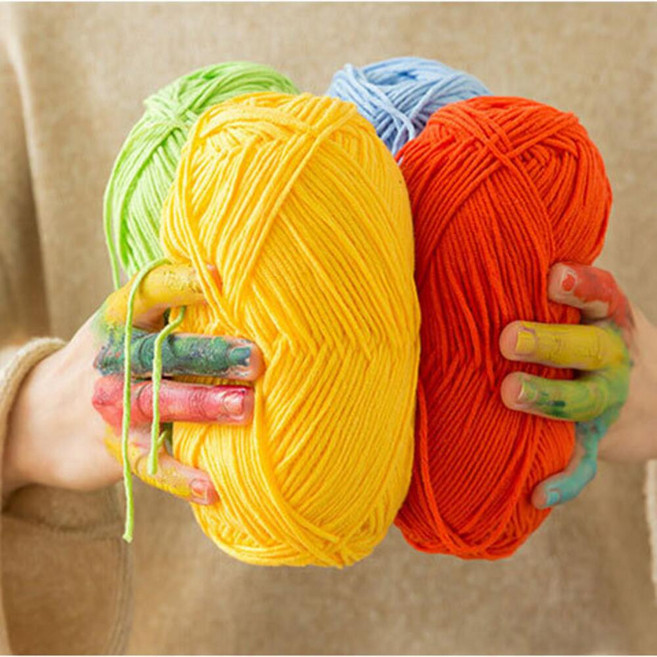 공방뜨개실 혼방소재 면 아크릴 유연성 통기성 내열성방 밀키코튼사 인형 가방 모자 악세서리, 74.그린, 1개