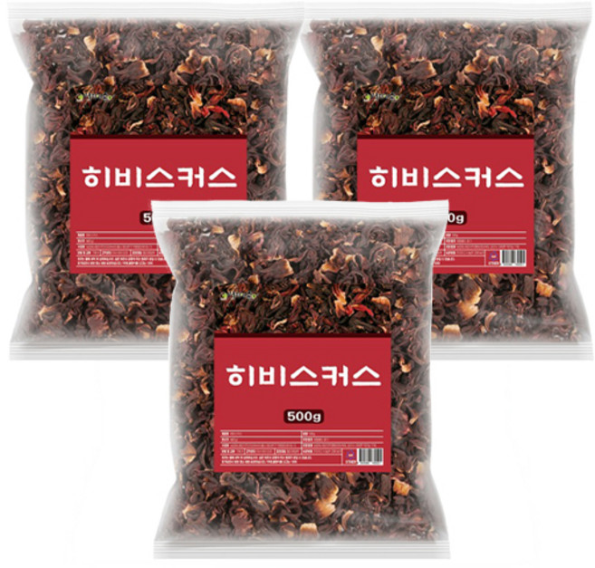 굿프레시 WB 말린 히비스커스 꽃잎 물 차, 3개, 1개입, 500g