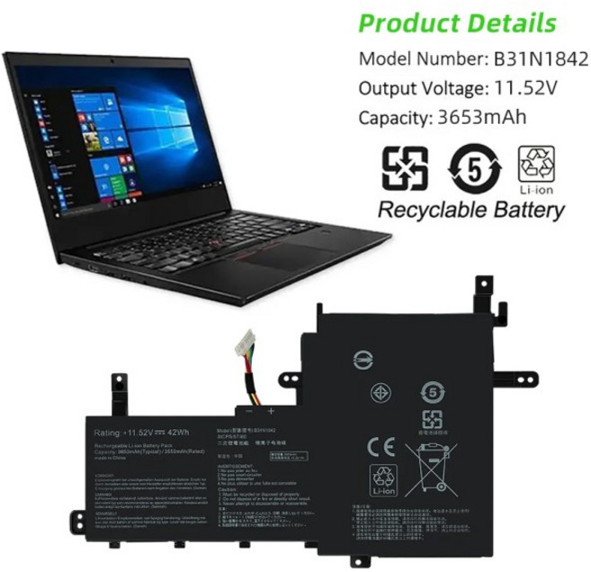 호환 SKOWER B31N1842 배터리 에이수스VivoBook 15 F513EA K513E KM513UA S531F S533UA X531FA, 01 CHINA