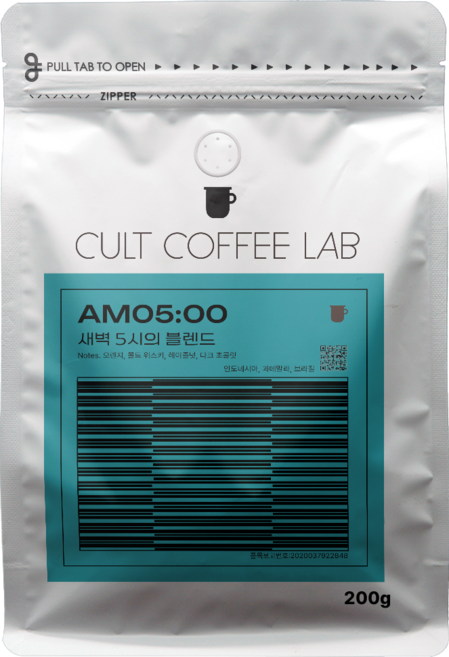 컬트커피랩 초콜릿 로스티드넛 스파이시 묵직한 라떼용 새벽 5시 블렌드 커피원두 당일로스팅, 1개, 200g, 에스프레소(고움)