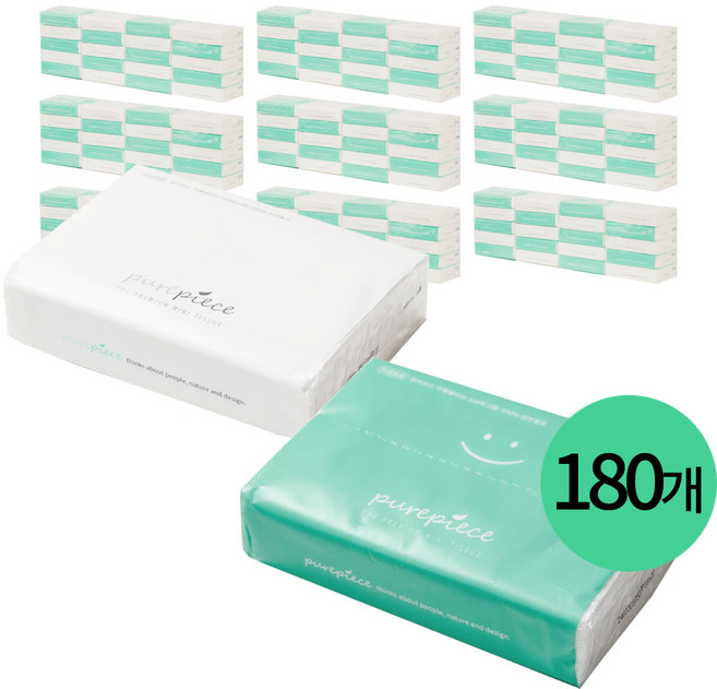 퓨어피스 먼지없는 여행용티슈 100매입 180개