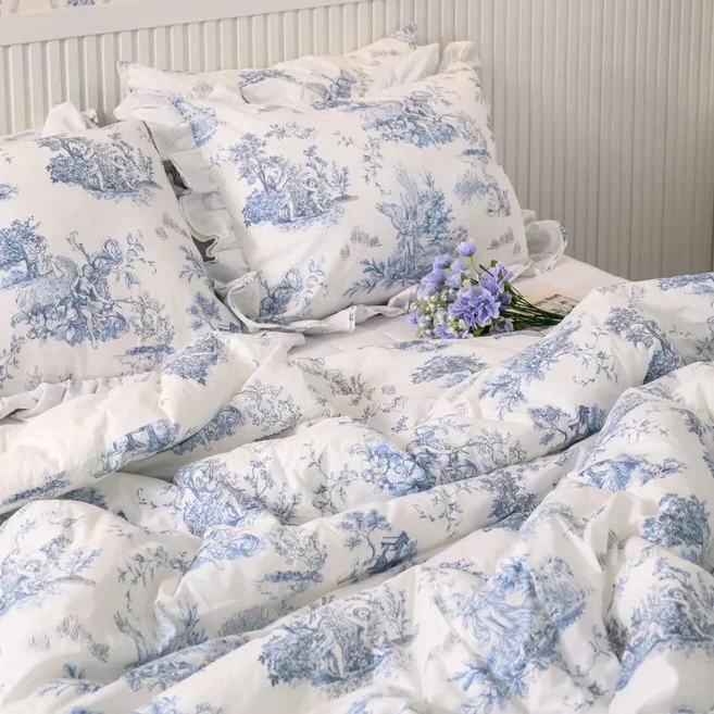 헬씨지니 순면 광목 사계절 알러지케어 프릴 차렵이불 SS/Q 4color