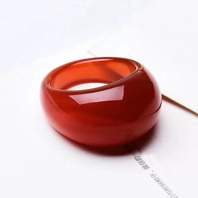 천연 옥반지 볼드 통반지 유리광 글로시 컬러링 19~20mm