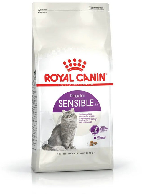 ROYAL CANIN 貓糧 33號 敏感成貓配方, 4kg, 1個, 脫水禽肉蛋白、米、玉米、動物脂肪、玉米蛋白、植物纖維、水解動物蛋白、小麥、脫水豬肉蛋白、礦物質、菊苣 pulp、酵母及其部位、魚油、洋車前子殼及種子（黏液質纖維來源）、大豆油、脂肪酸