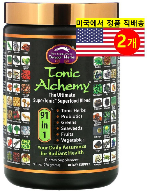 Dragon Herbs 토닉 알커미 녹색 채소 열매 추출 파우더 Tonic Alchemy, 270g, 2개