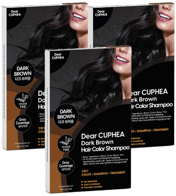 디어쿠페아 헤어컬러샴푸 다크브라운 15ml 3개입 3개 새치 간편염색샴푸 자연유래, 9개