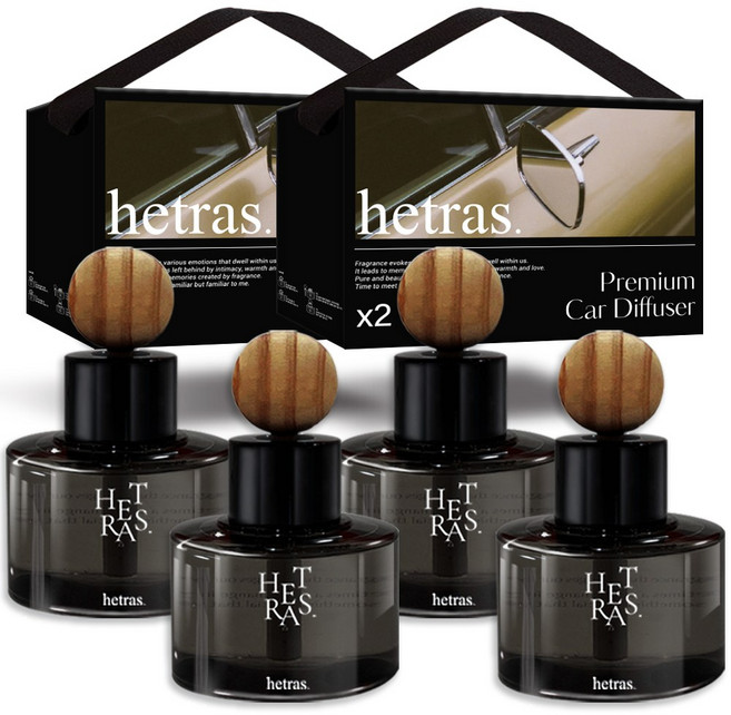 헤트라스 차량용 디퓨저 방향제 77ml + 리본끈선물세트, 플라워샵향