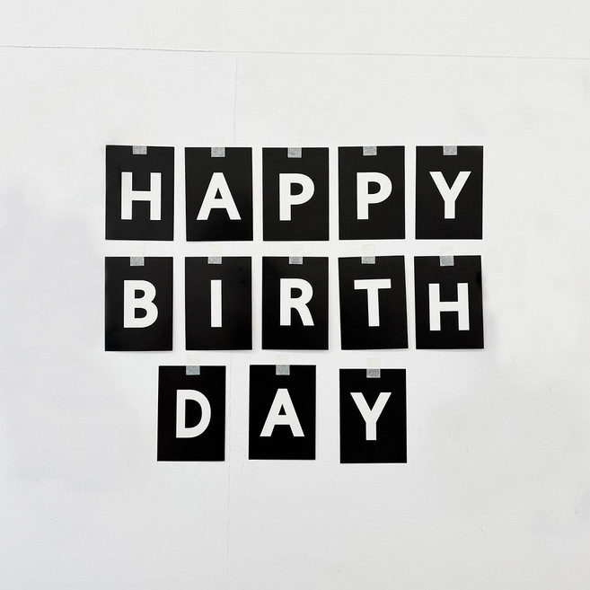 베르트폴 미니 플랫카드 해피벌스데이 블랙 생일파티용품 가랜드, 단품, 1개