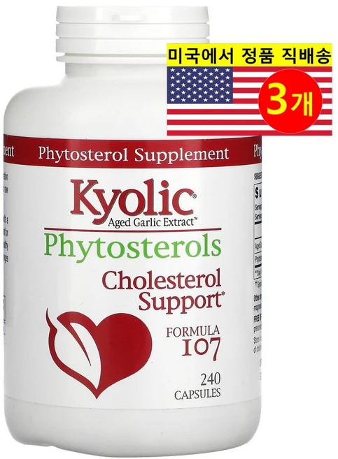 Kyolic 쿄릭 숙성 마늘 추출 피토스테롤 포뮬라 107 Aged Garlic Extract Phytosterols, 240정, 3개 - 쿠팡