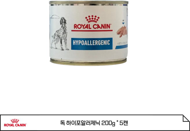 로얄캐닌 독 하이포알러제닉 캔 200g (단품) 강아지 알러지 사료 캔, 5개, 피부/피모+알러지