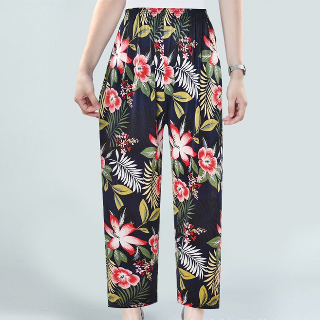 엘에이스 부인용 할머니 꽃무늬 나염 시원한 여름 일바지 꽃바지
