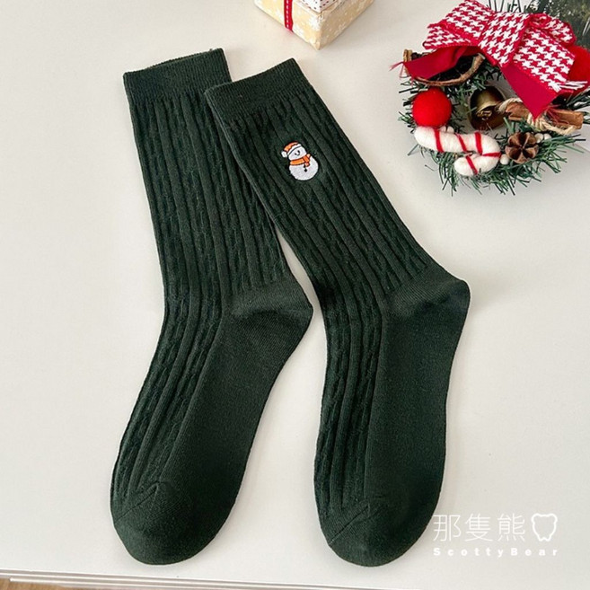 ScottyBear 那隻熊 點點紗 麻花 聖誕襪子 女襪 Z01040