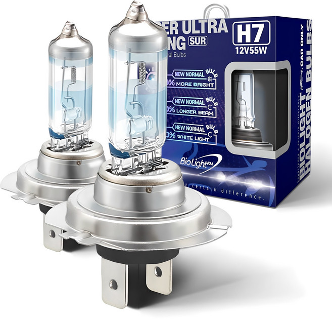 바이오라이트 슈퍼울트라레이싱 자동차 할로겐 전조등 전구 170% UP H7 2개입(1 Set), 2개
