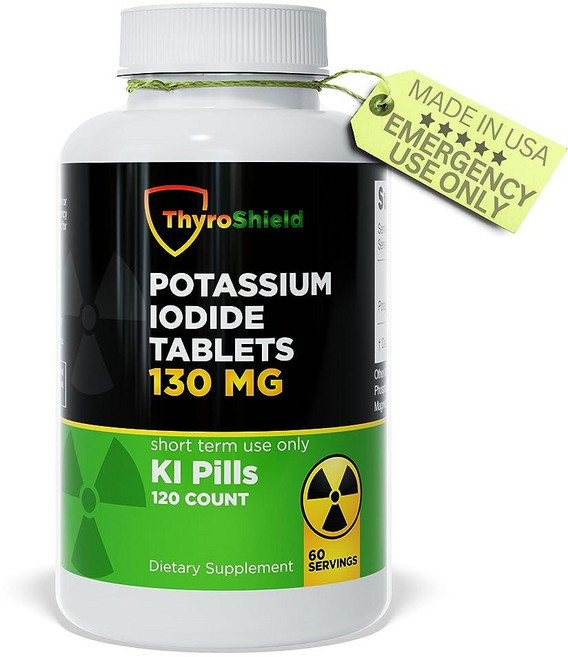 요오드화 칼륨 정제 130mg | 방사선 노출용 요오드 정제 120개입 - 요오드 칼륨 알약 - YODO 나시엔테 - KI 알약 - 미국 제조 - ThyroShield (120, 1, 120