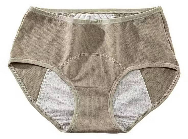 柔凡詩 生理褲 大尺碼 純棉中低腰無痕加長加寬防漏月經褲 軍綠色 L (建議腰圍65~85cm)