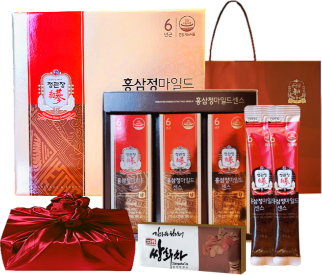 정관장 6년근 홍삼정 에브리타임 마일드 홍삼 스틱 30세트 센스 +쇼핑백 설 명절 영포티 부모님 선물세트(전통차 포함) 1개, 1박스, 31정