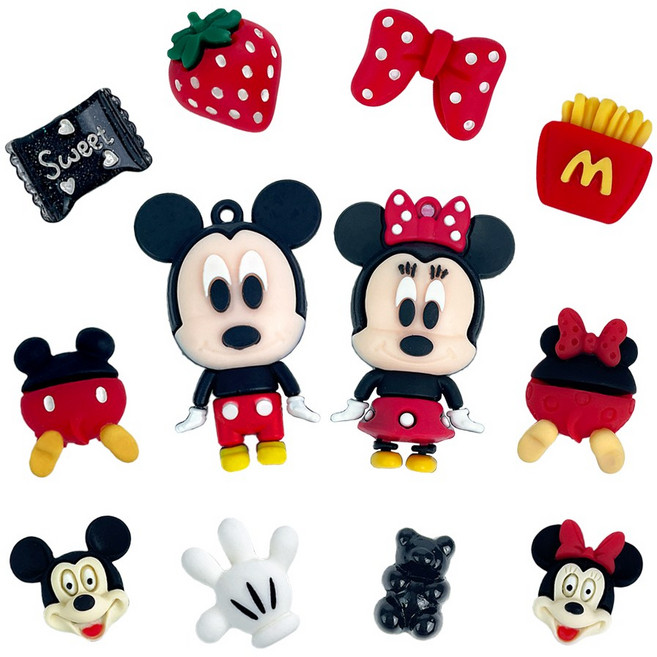 UBX 파츠의 정석 신발 슬리퍼 실내화 꾸미기 캐릭터 입체 파츠 세트 리본 동물