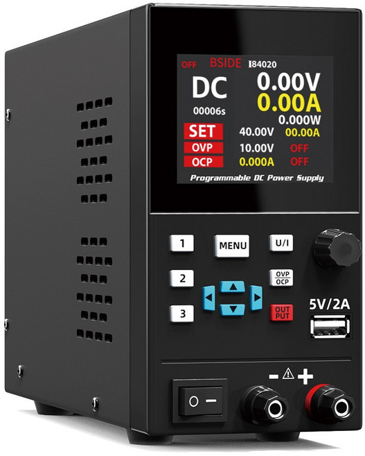 BSIDE 可調式直流電源供應器 高精度四位顯示 110V-220V 支援USB 彩色螢幕, I84020(300W/40V/20A), I84020(300W/40V/20A)
