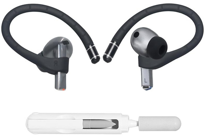Adhiper 아디퍼 Samsung Galaxy Buds 3 Pro Buds 3 이어후크 분실방지 스트랩 클리닝 키트 블랙, 1개, 검정색
