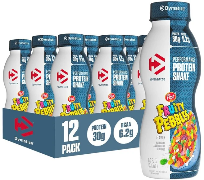 다이마타이즈 퍼포먼스 단백질 쉐이크 과일 페블 30g 근육 회복을 위한 BCAA 6.2g 무첨가 설탕 저지방 24가지 비타민 및 미네랄 글루텐 프리 마실 준비 완료, 340ml - 쿠팡