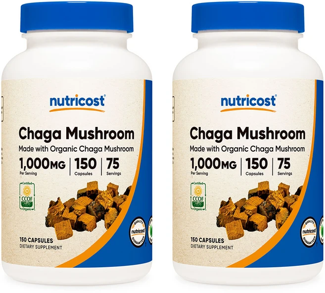 뉴트리코스트 오가닉 차가버섯 1000mg 150캡슐, 2개, 150정 - 쿠팡