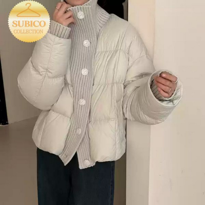 누빔 퀄팅 소매 가을 후드 라운딩룩 숏 점퍼 여성 니트패딩 골프 자켓 천우희