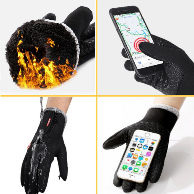 겨울 남자 방한 오토바이 자전거 융기모 터치 방수 장갑, XL1+1+1