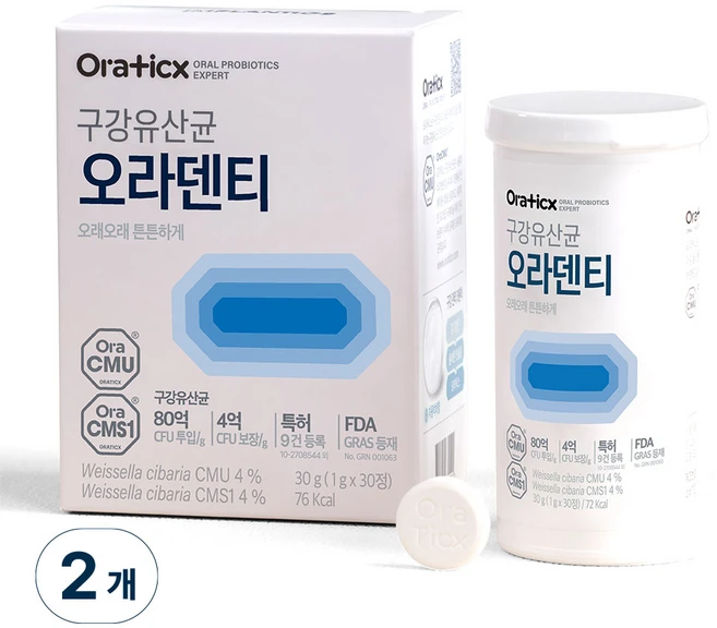 오라팜 오라틱스 특허받은 구강유산균 오라덴티 30정 구강 건강, 2개 - 쿠팡
