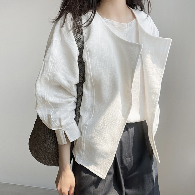 에쥬아 노카라 오픈형 자켓 자외선차단 긴팔 모조 면마 캐주얼 재킷