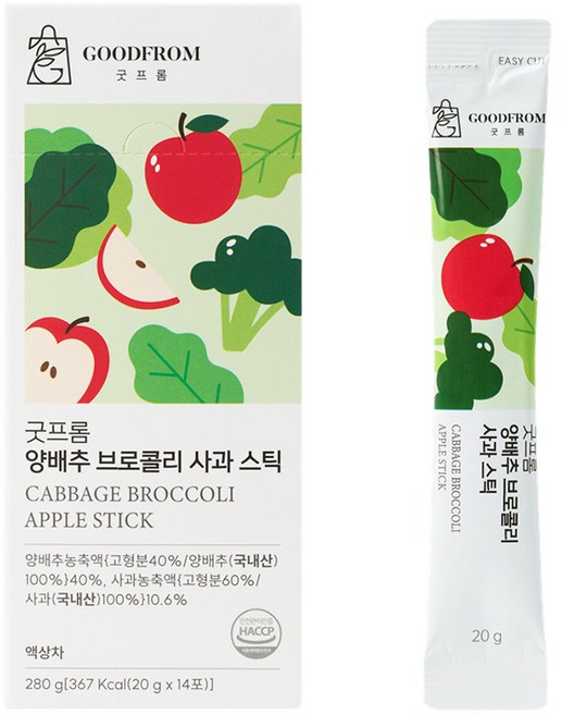 굿프롬 양배추 브로콜리 사과 스틱, 14개, 20g